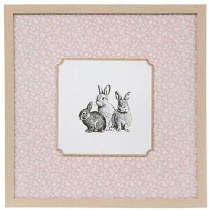 Pink Floral & Bunnies Wood Wall Decor